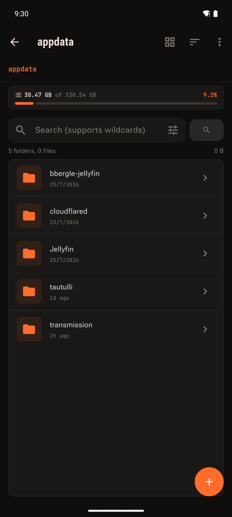 Contents of a share opened straight from the list.