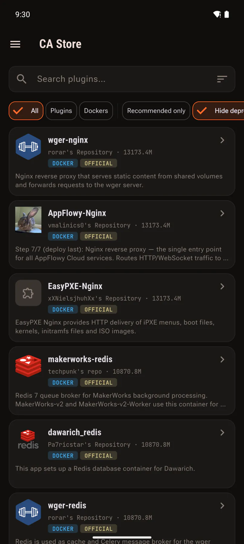 Community Applications catalogue with search and filters.